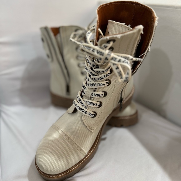 Zadig & Voltaire Cream Canvas boots - Picture 4 of 5